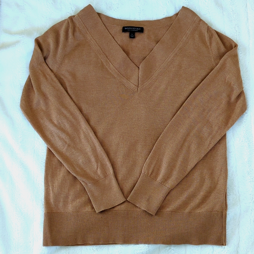 BANANA REPUBLIC Silk Cashmere Sweater Small Camel